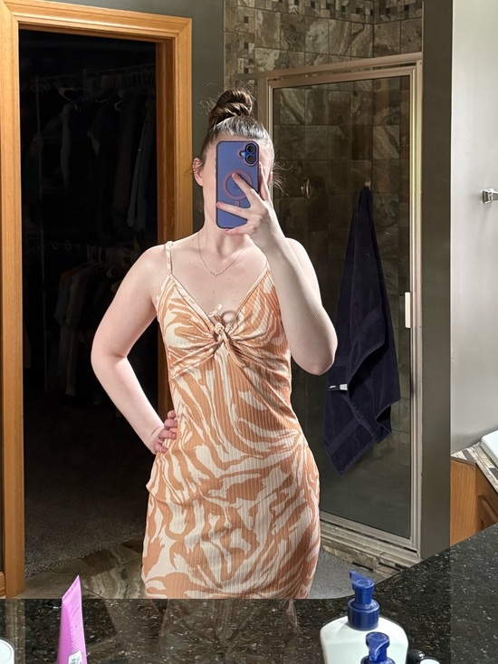 H&M Dresses & Skirts - H&M Beige & White Zebra Print Slip Dress